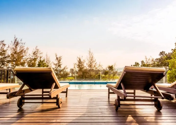 A beautiful composite poolside deck