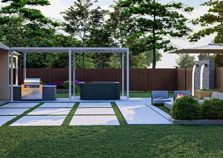 3d landscaping in backyard