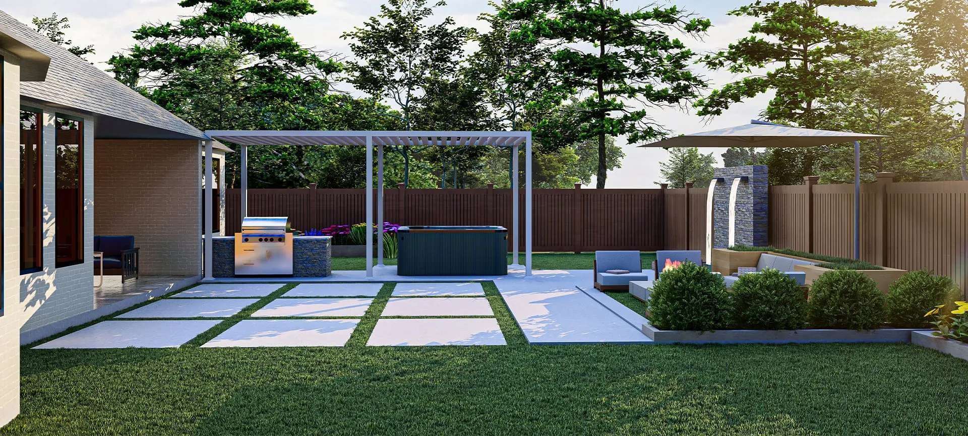 3d landscaping in backyard