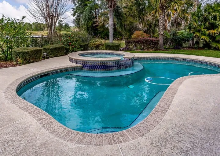luxury pool in the backyard