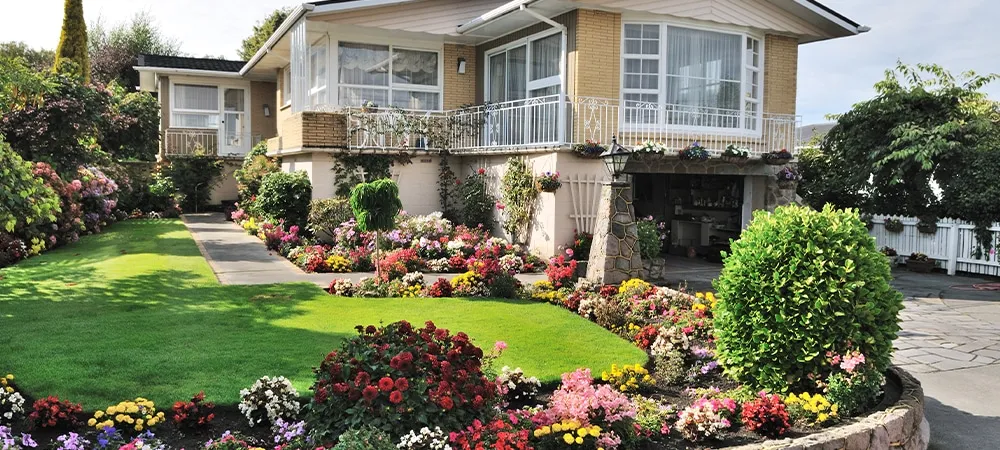 colorful flowers curb appeal