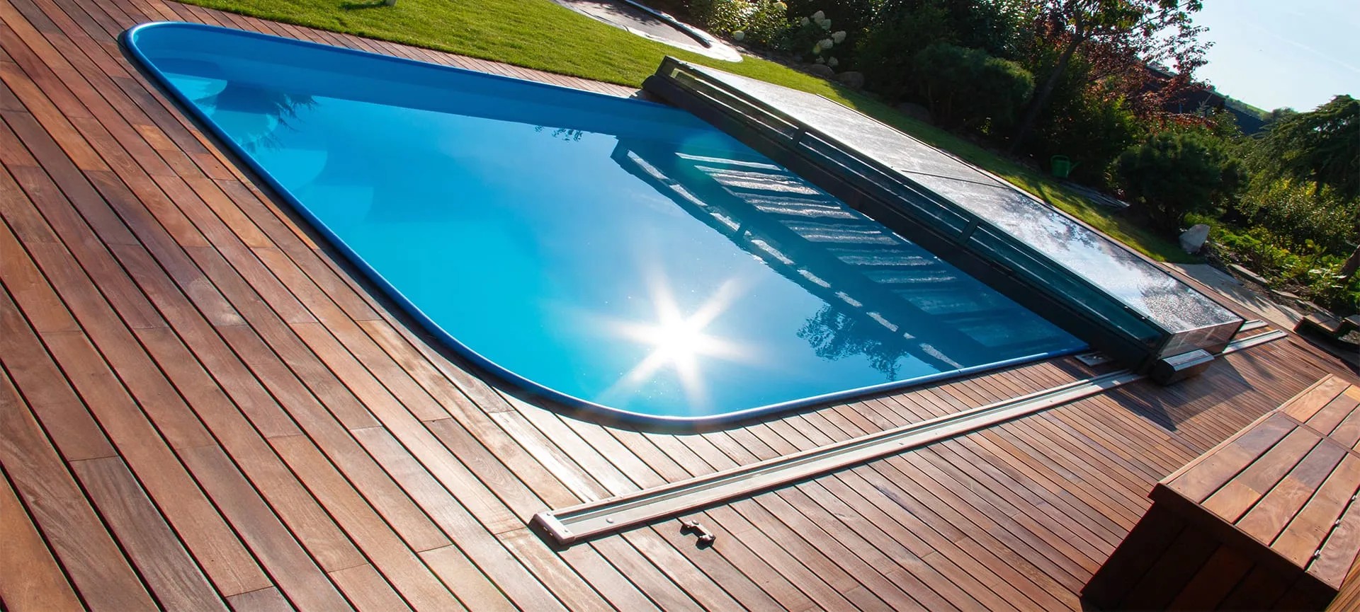 luxury wooden deck for pool