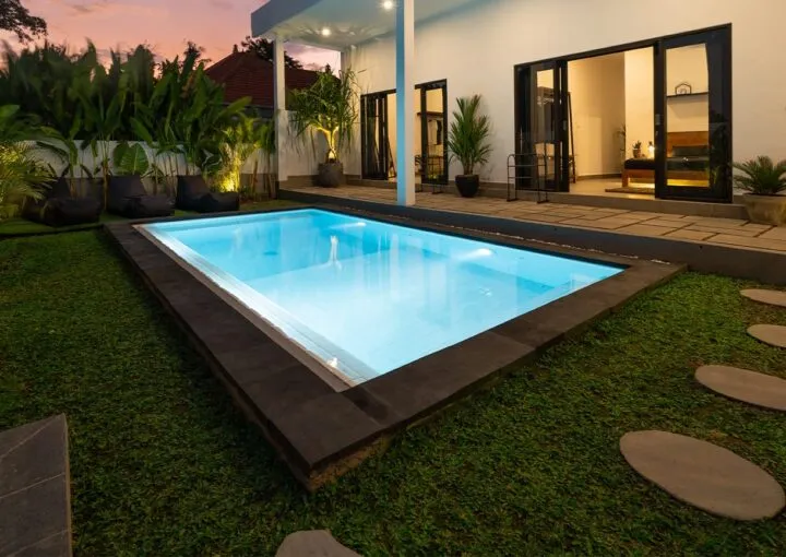 landscaping around the pool