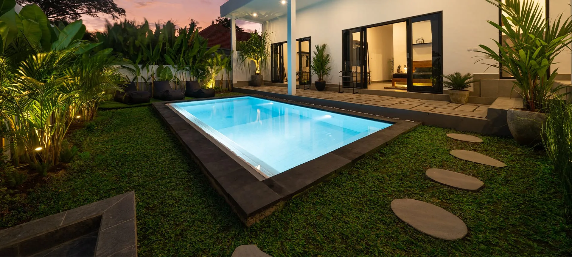 landscaping around the pool