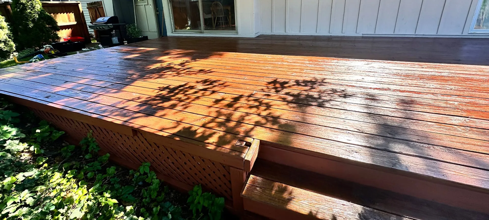 deck stain backyard remodel refinish wood