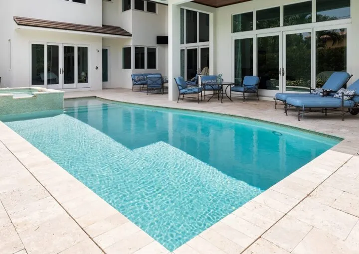 backyard of a modern house with swimming pool