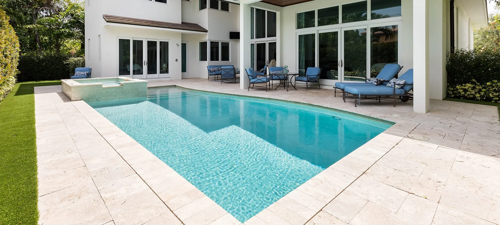 backyard of a modern house with swimming pool