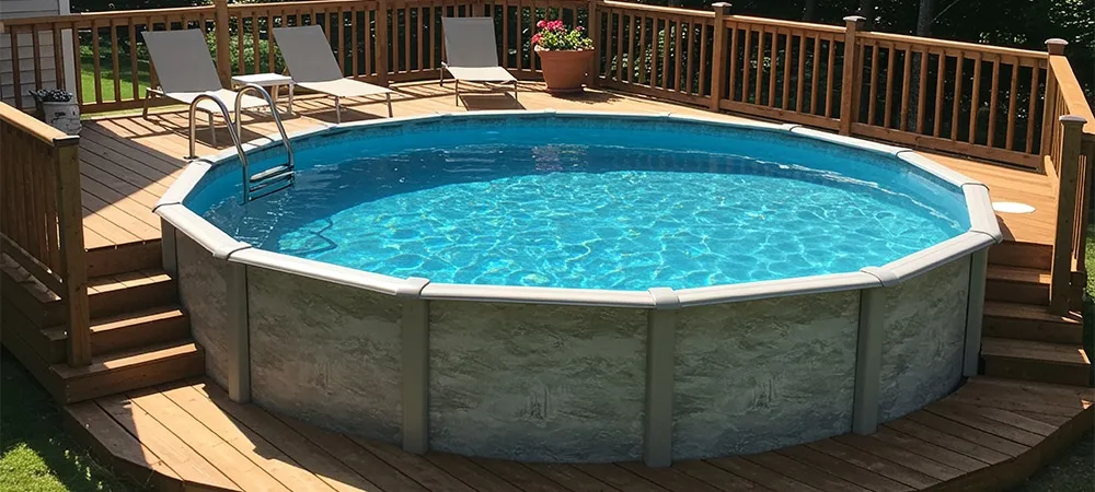 small above ground pool with deck