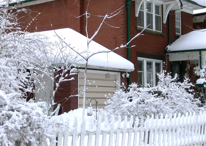 House covered by snow after blizzard. Winter. Toronto, Canada
