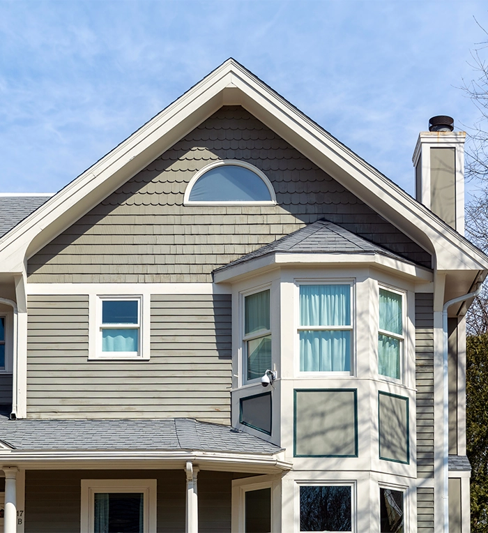 close up view of eavestrough, soffit, and fascia