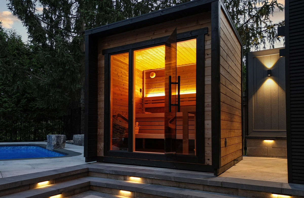 custom carpentry cabanas in yard with pool and interlocking patio custom carpentry cabanas in yard with pool and interlocking patio