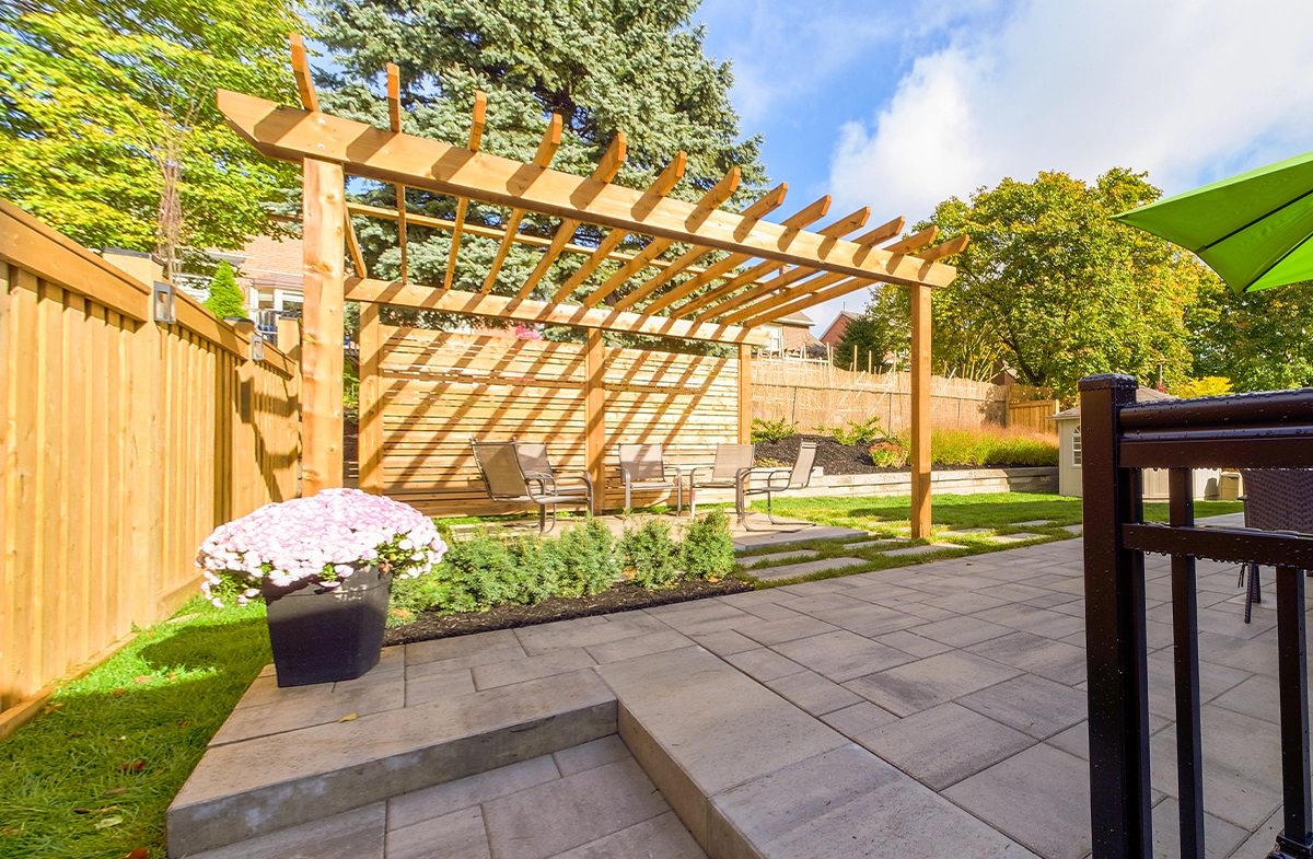 custom carpentry gazebo with interlocking patio in home backyard custom carpentry gazebo with interlocking patio in home backyard