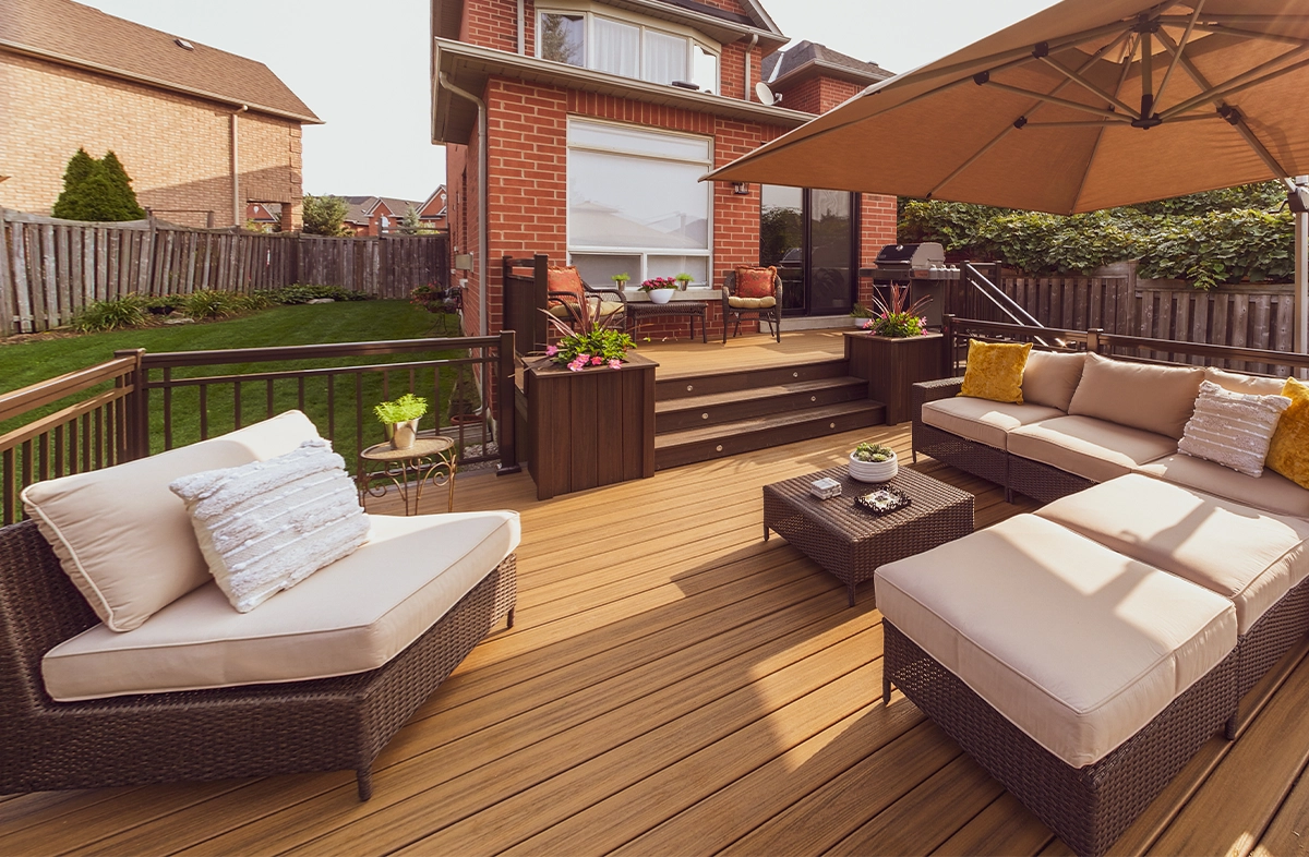 custom trex deck, home backyard space