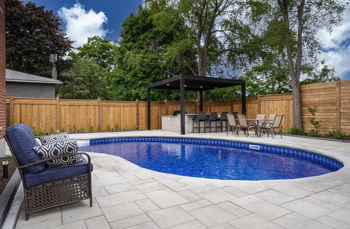 full view of pool in back yard