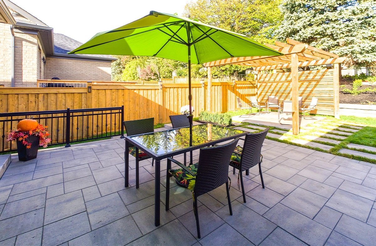 interlocking patio and custom gazebo in backyard interlocking patio and custom gazebo in backyard