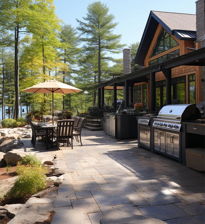 muskoka outdoor kitchen backyard stonescape