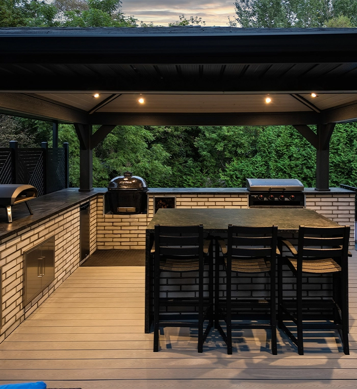 open kitchen setup, sitting setup, lighting