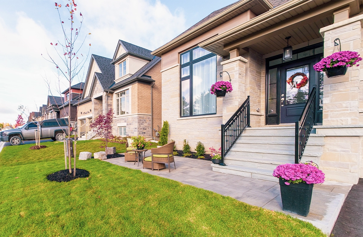 sodding, planting and interlocking walk way in front of home sodding, planting and interlocking walk way in front of home