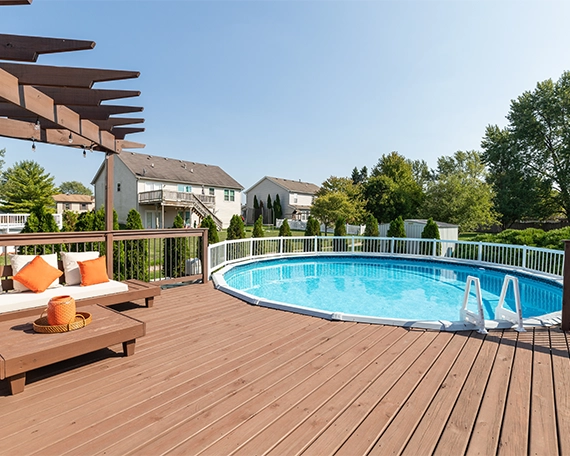 timbertech deck around pool