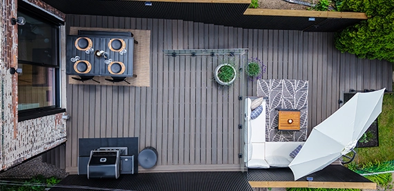 top view of home back space deck