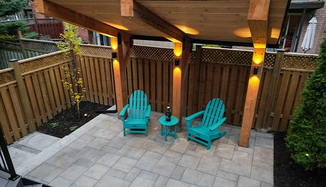top view of yard and wooden fence
