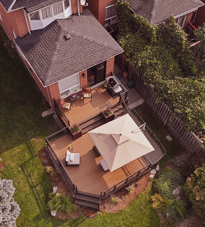 two level customized deck top view two level customized deck top view