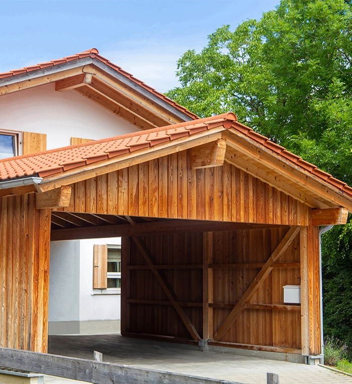 accessory structure wooden carport, home front