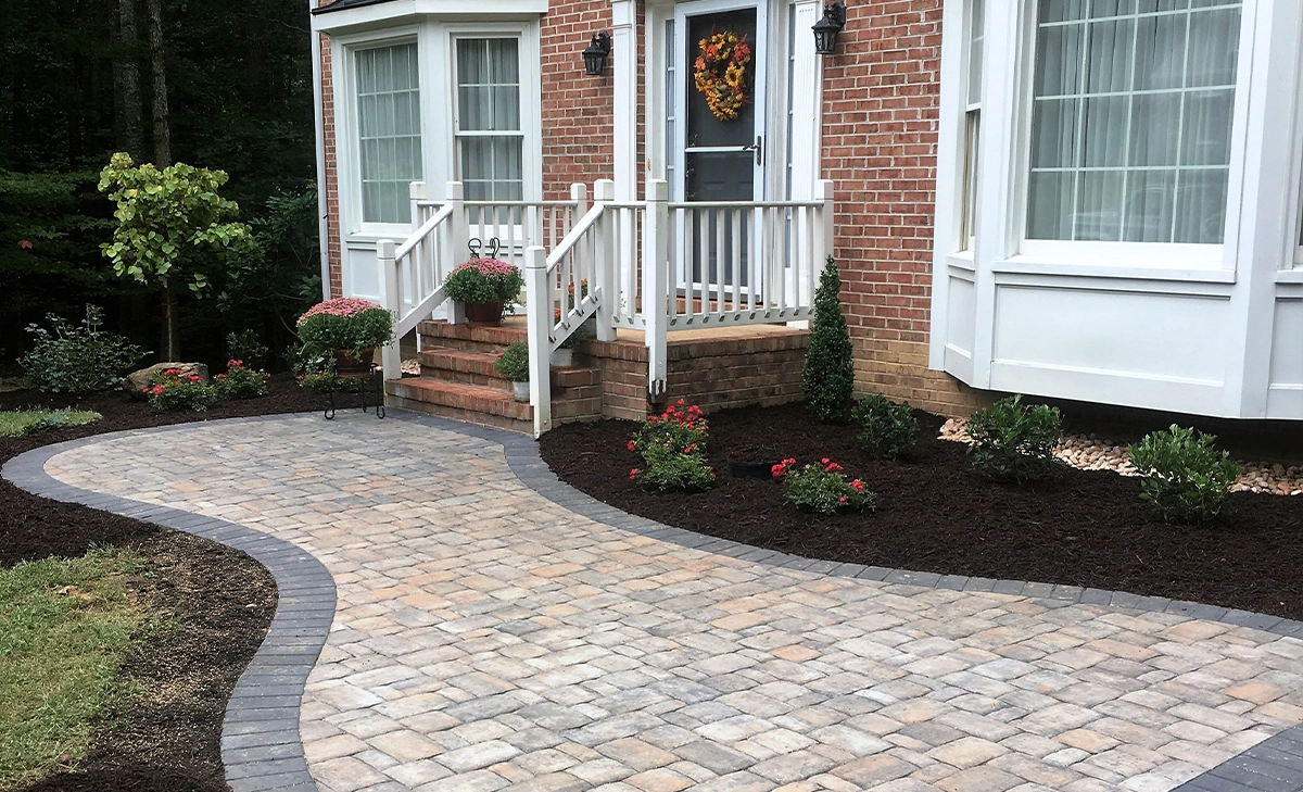 aesthetic style interlocking surface in front of home