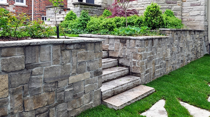 armour retaining wall hold back soils with steps