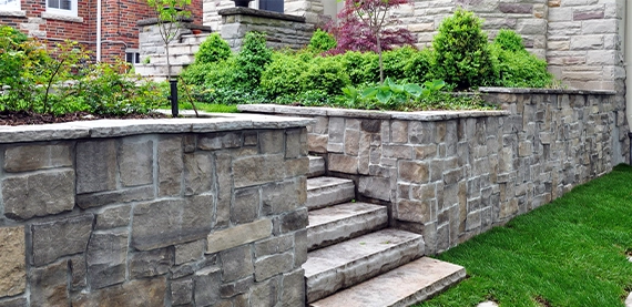 armour stone retaining wall image eight armour stone retaining wall with steps in yard