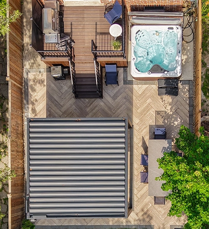 top view of home backyard space