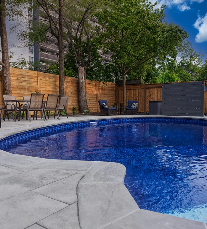 close pool coping view, interlocking patio around pool