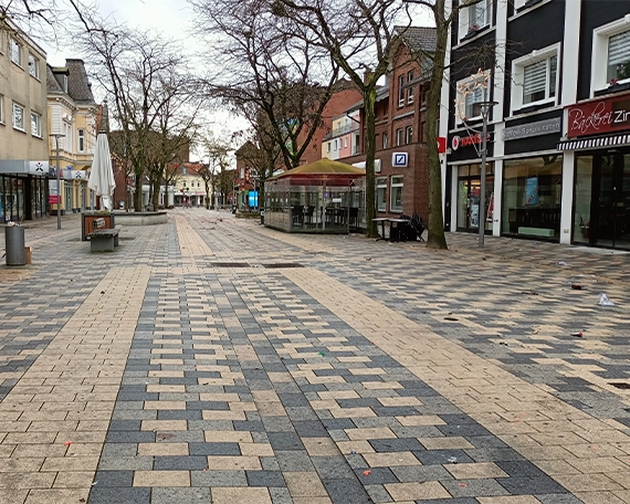 commercial paving road between market shop