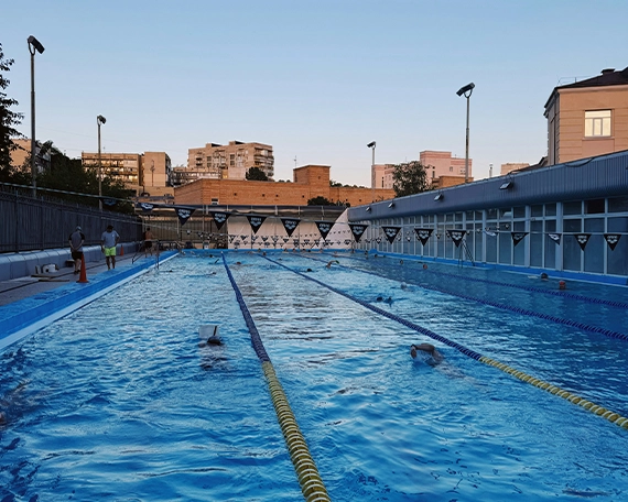 commercial swimming pool open for public
