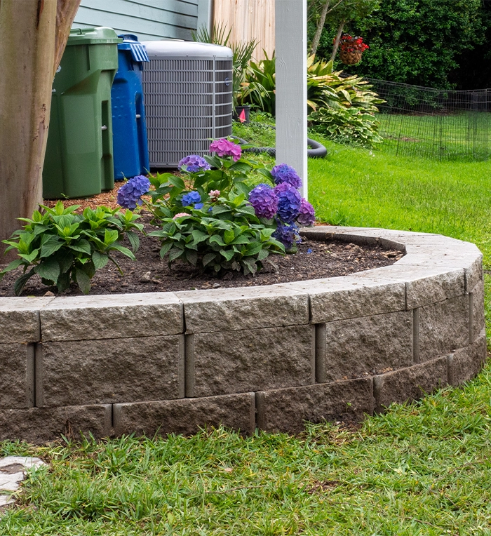 custom small round block retaining wall around tree