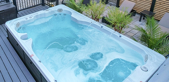 fibreglass pool with waterfall feature