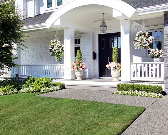 beautiful home front porch décor with white railing
