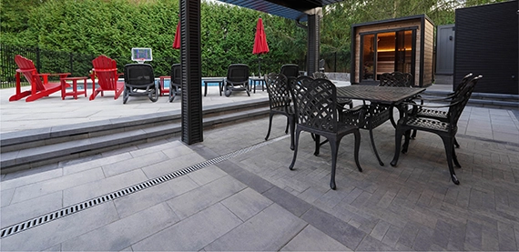 hardscaping image eight home backyard interlocking surface with water drainage