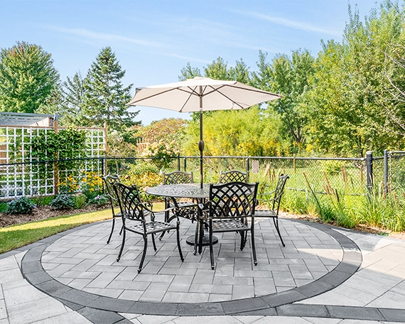 hardscaping image five open sitting on interlocking patio