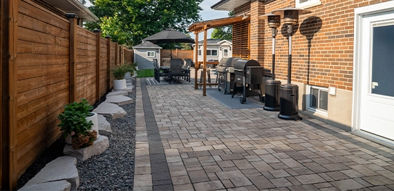 hardscaping image two interlocking walkway entrance to home backyard