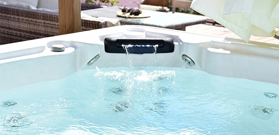 water filling in hot tub