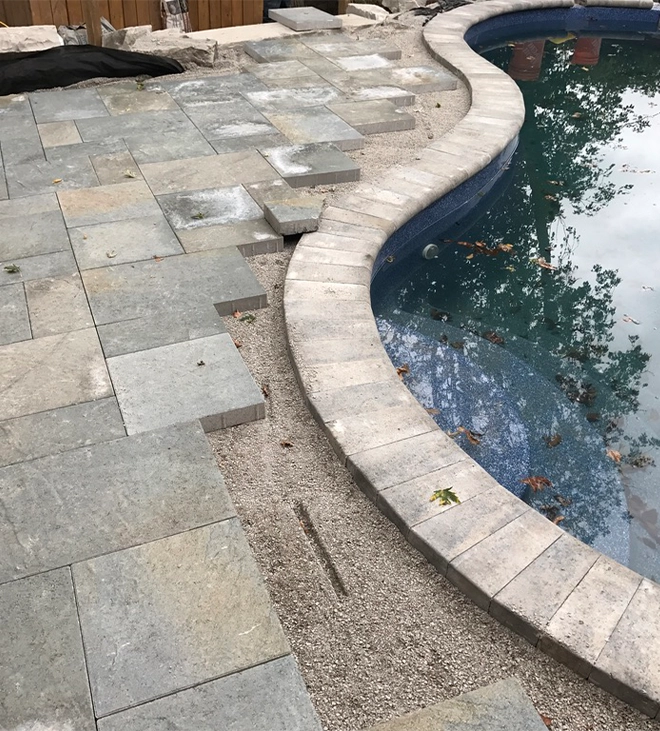 installation of interlocking pool deck