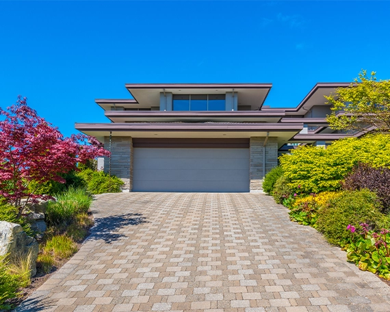 landscaping and planting around garage front driveway