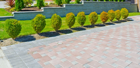 landscaping beside interlock driveway