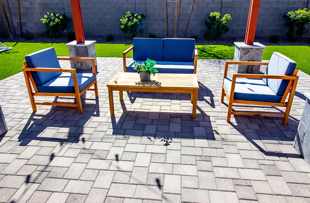 interlock patio and sitting space interlock patio and sitting space in home backyard