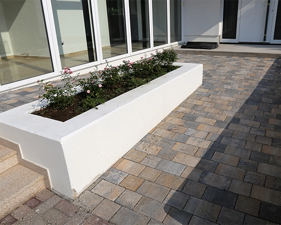 interlocking block walkway with landscape