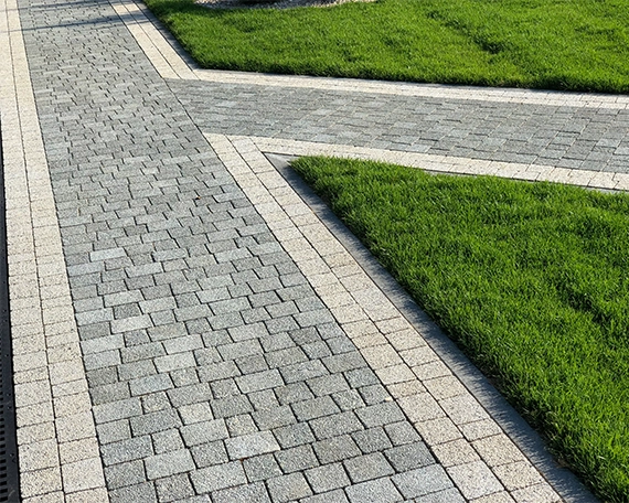 interlocking block walkway with sodding