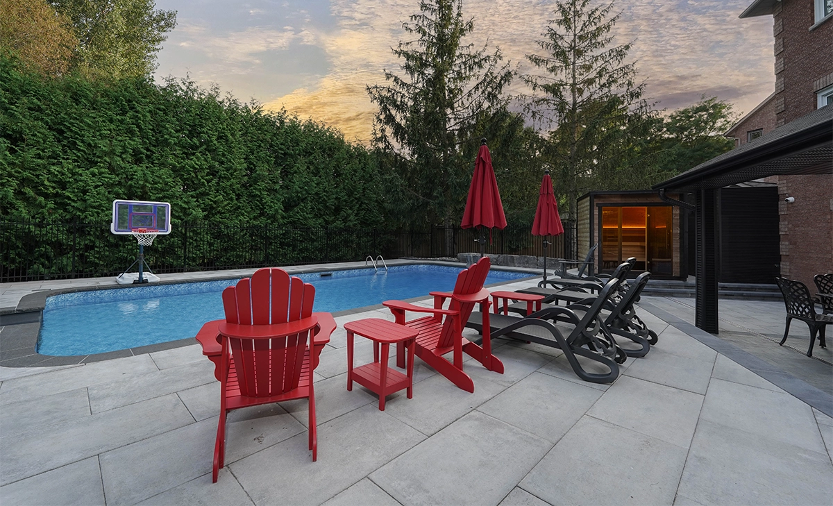 interlocking block surface around pool interlocking blocks surface around pool backyard view, sitting setup around pool