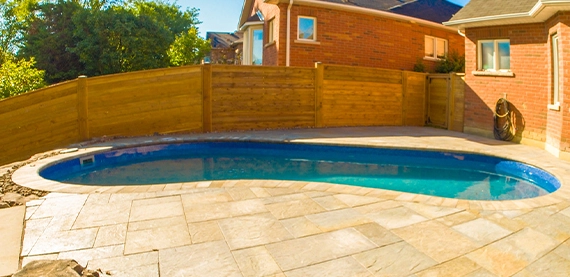 pool with interlocking deck, noon view