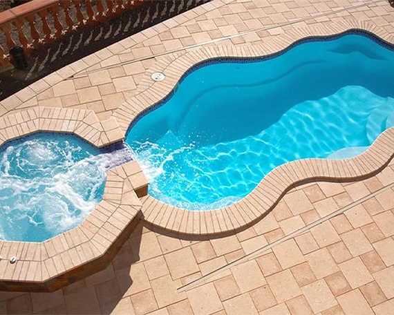 custom pool with interlocking deck